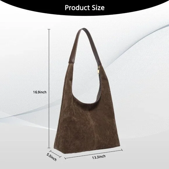 Suede Bag for Women,Suede Tote Bag,Suede Hobo Bags,Suede Handbag,Suede Slouchy S - Picture 4 of 7